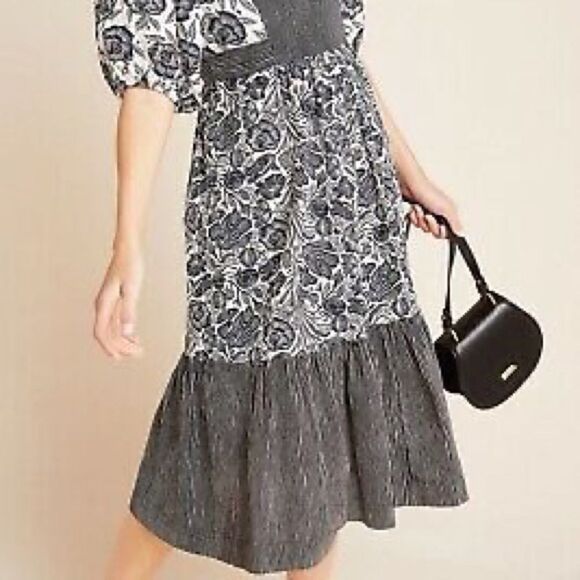 Anthropology ADRIENNE Flounced MIDI Dress - Picture 4 of 10